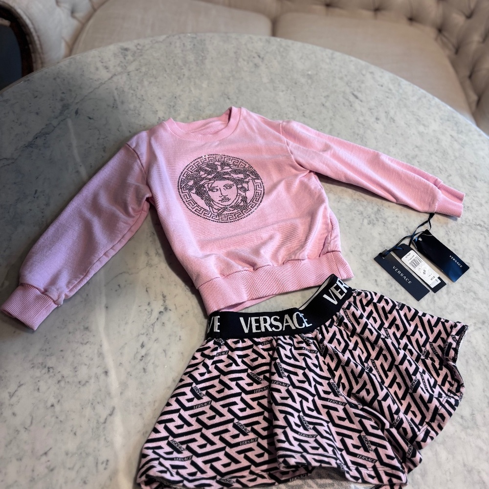 Versace La Greca shorts and Crystal Medusa sweatshirt